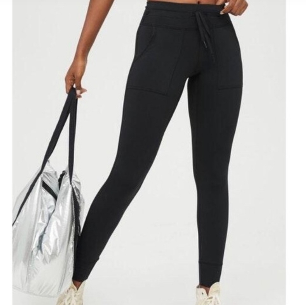 Aerie Chill Play Move Drawstring Leggings, Black, Size L (Regular)